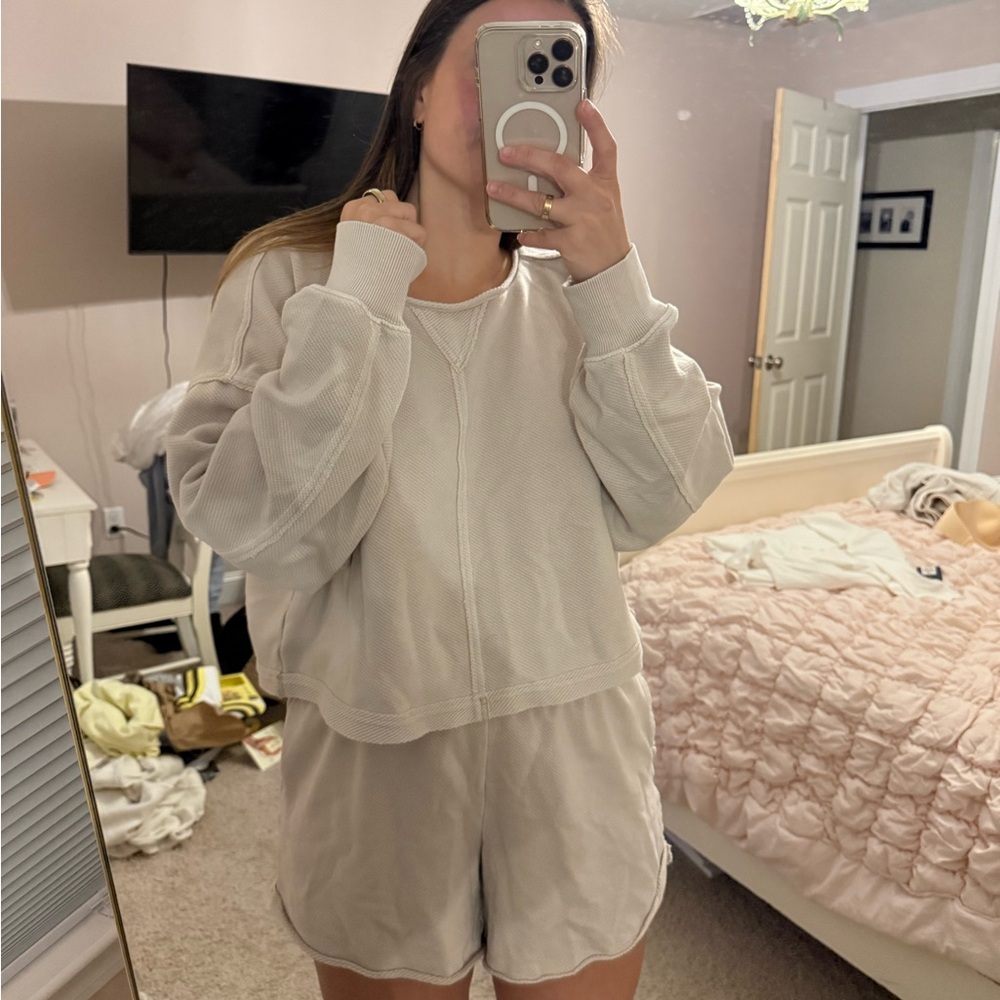 Aerie Tan Sweat Shorts Set